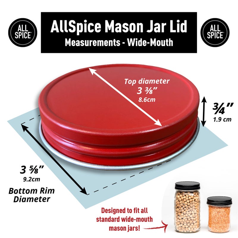 AllSpice Rust-Proof Wide Mouth Aluminum Metal Mason Jar Lids Leak-Proof 12-Pack (Red) - Image 2